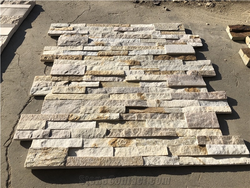 Beige Slate Stacked Ledge Stone Panels Wall Cladding