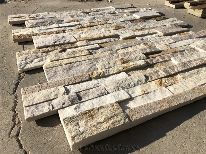Beige Slate Stacked Ledge Stone Panels Wall Cladding