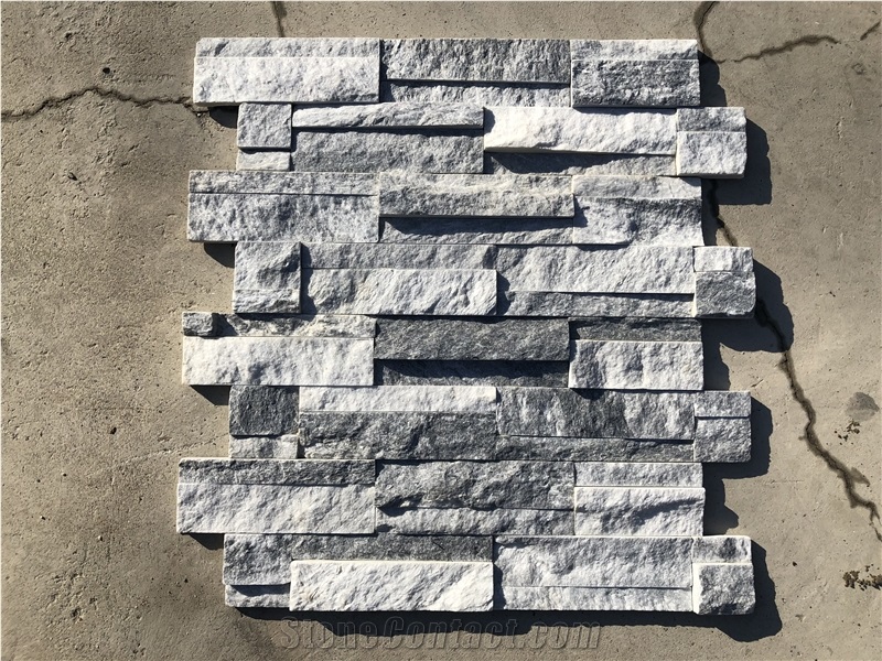 Grey Rough Face Stacked Stone Veneer Ledger