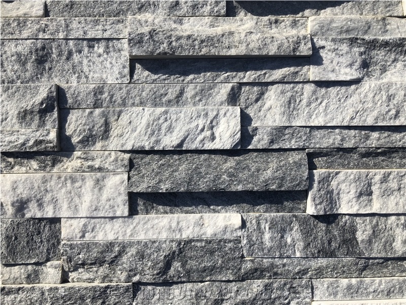 Grey Rough Face Stacked Stone Veneer Ledger