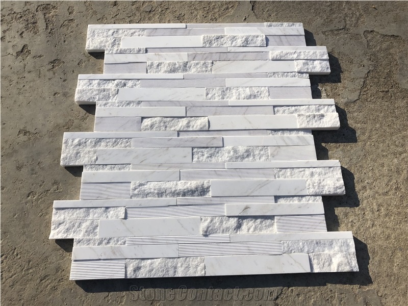 White Marble Cultured Stone Veneer Ledger