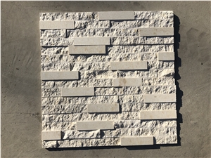 White Marble Stacked Ledge Stone Panels Cladding