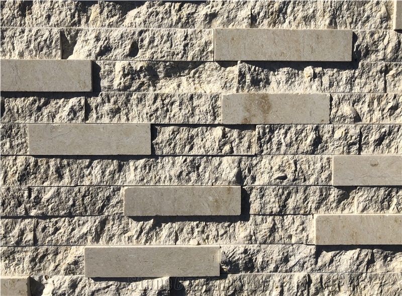White Marble Stacked Ledge Stone Panels Cladding