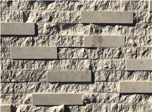 White Marble Stacked Ledge Stone Panels Cladding