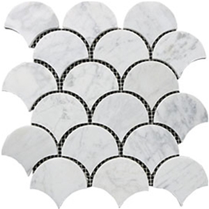 Carrara White Fan Shape Marble Mosaic Tile