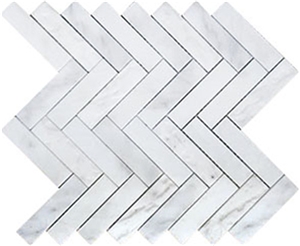 Carrara White Herringbone Marble Mosaic