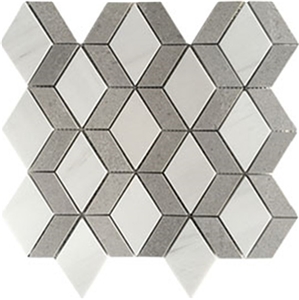 Cinderella Grey Thassos Honed Marble Mosaics