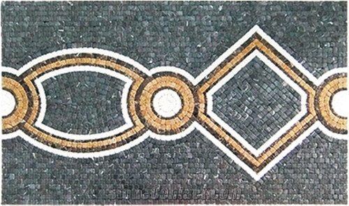 Dark Green G Strakes Marble Mosaic Borders