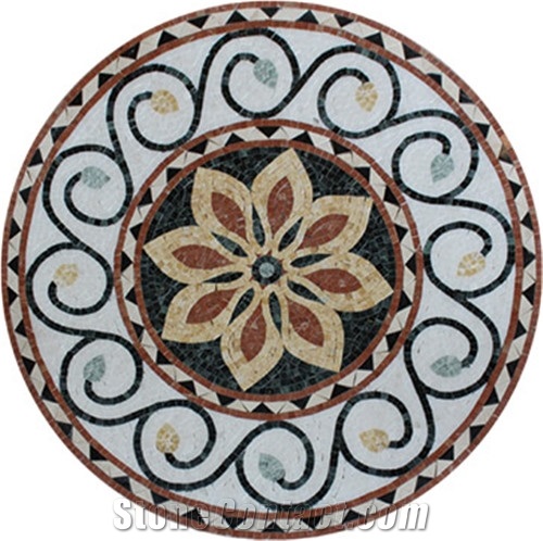 European Style Flowers Round Marble Medallion