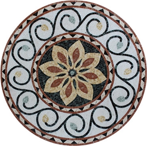 European Style Flowers Round Marble Medallion