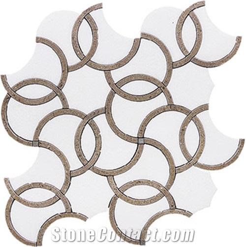 Italy Beige Classic White Thassos Glass Mosaic Tile