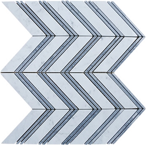 Italy Thassos Chenron White Herringbone Marble Mosaic