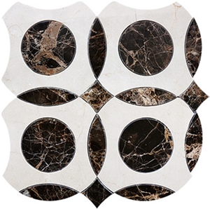Spain Dark Emperador Marble Water Jet Mosaic Marble Tile