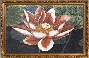 Tea Rosa Marble Mosaic Picture Lotus Flowers on the Wall
