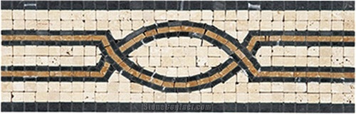 Wall Nero Marquina Marble and Crema Marfil Mosaic Border,Bathroom Wall Trims