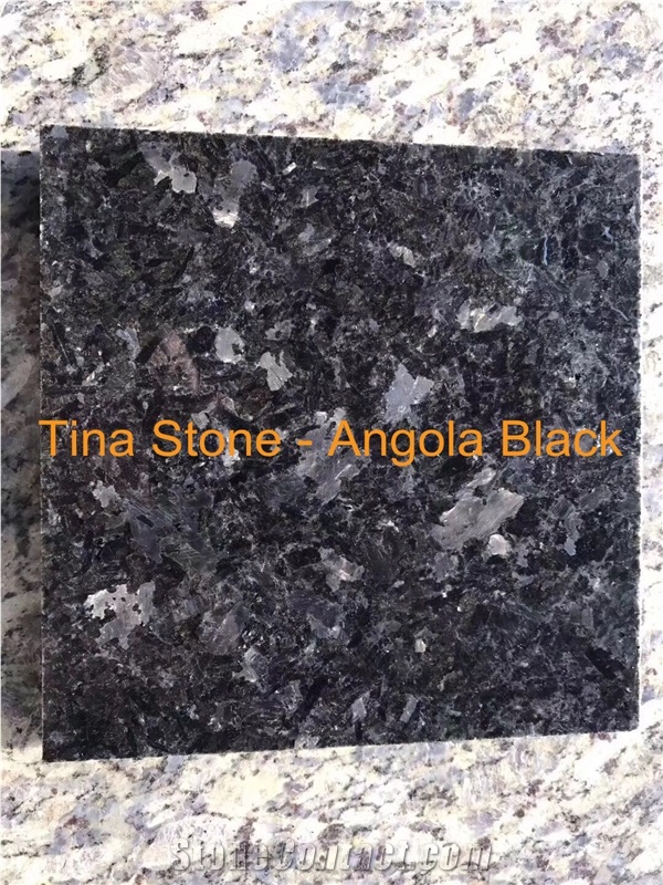 Angola Black Granite Slabs Tiles Polished Wall