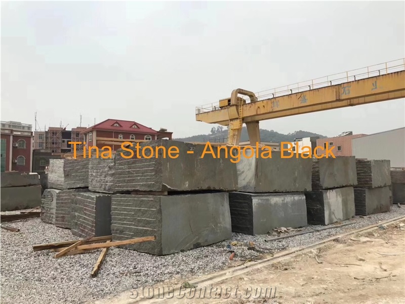 Angola Black Granite Slabs Tiles Polished Wall