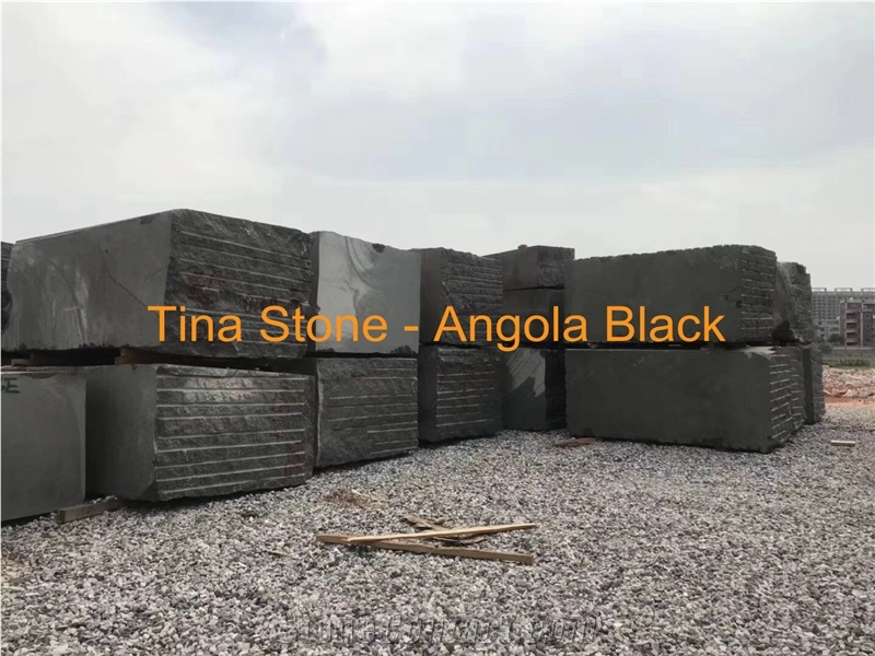 Angola Black Granite Slabs Tiles Polished Wall