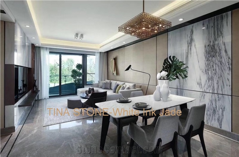 White Ink Jade Marble Tiles Slabs Decoration
