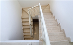 Beige Travertine Stair Steps Floor Covering Paver
