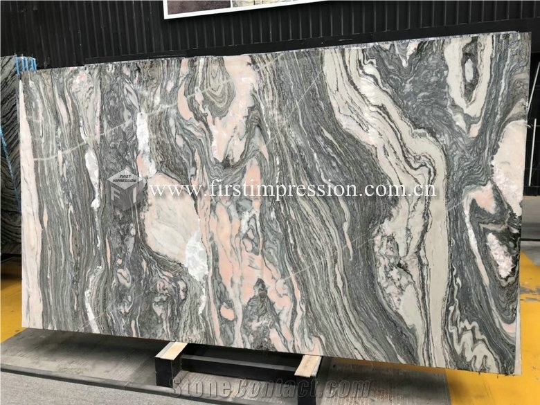 China Water Cloudy Grey Golden Vein Marble Slabs