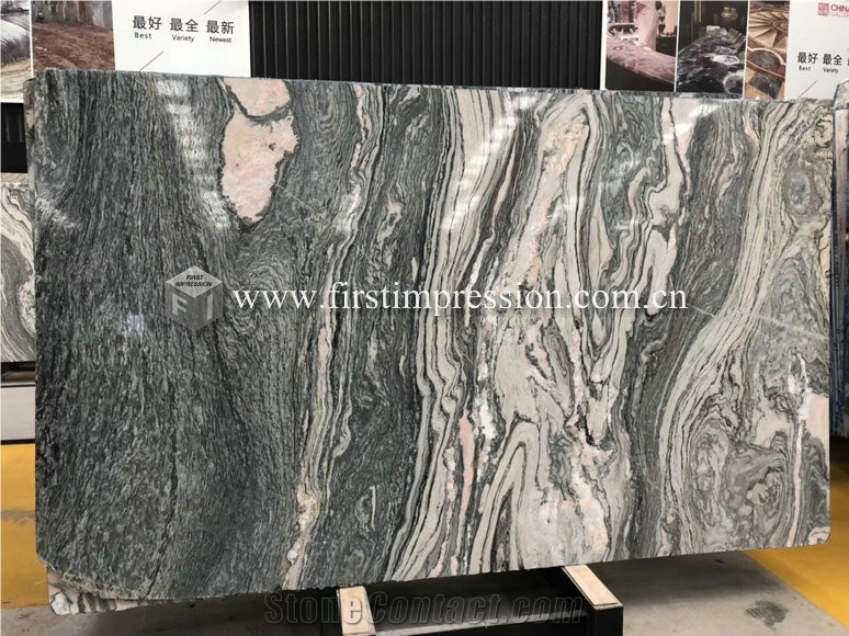 China Water Cloudy Grey Golden Vein Marble Slabs