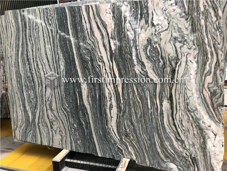 China Water Cloudy Grey Golden Vein Marble Slabs