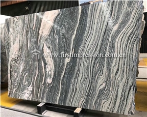 Nice Water Cloudy Grey Golden Vein Marble Slabs