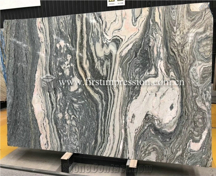 Nice Water Cloudy Grey Golden Vein Marble Slabs