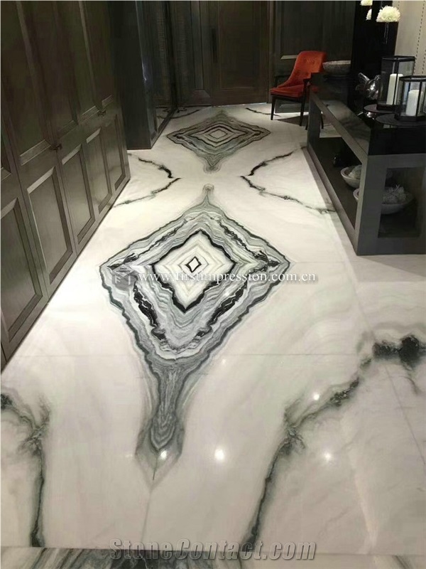 Popular China Panda White Marble Slabs,Tiles