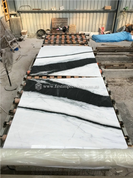 Popular China Panda White Marble Slabs,Tiles