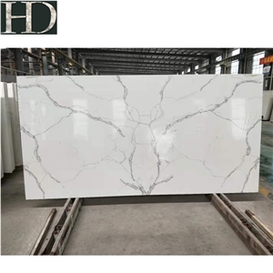 Chinese Bianco Calacatta White Quartz Stone Slabs