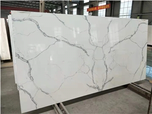 Chinese Bianco Calacatta White Quartz Stone Slabs