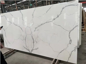 Chinese Bianco Calacatta White Quartz Stone Slabs