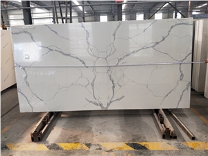 Chinese Bianco Calacatta White Quartz Stone Slabs