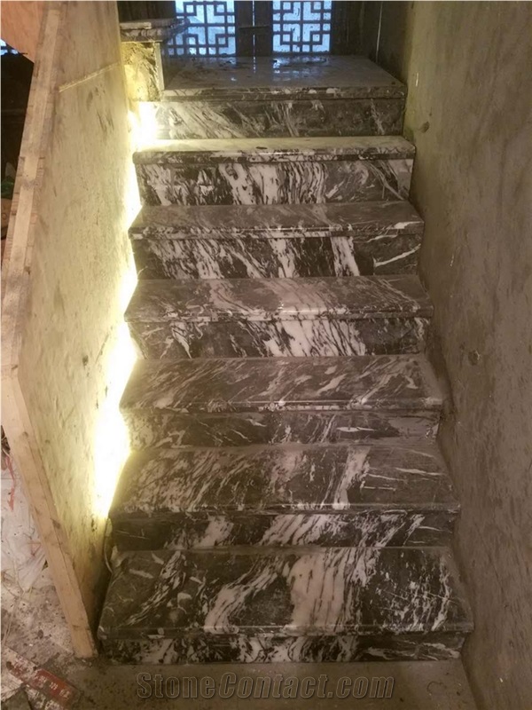 Chinese Light Grey and White Marble Slabs Tiles