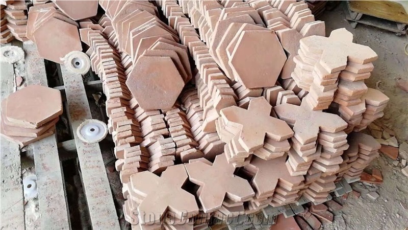 Cross with Star Handmade Terracotta Floor Tile