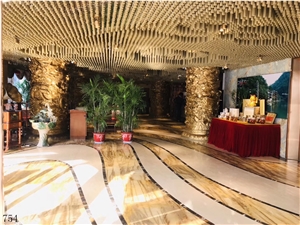 Champagne Gold Marble White Golden Top Floor Tiles