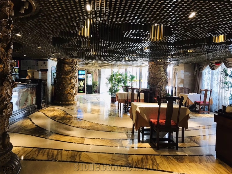Champagne Gold Marble White Golden Top Floor Tiles