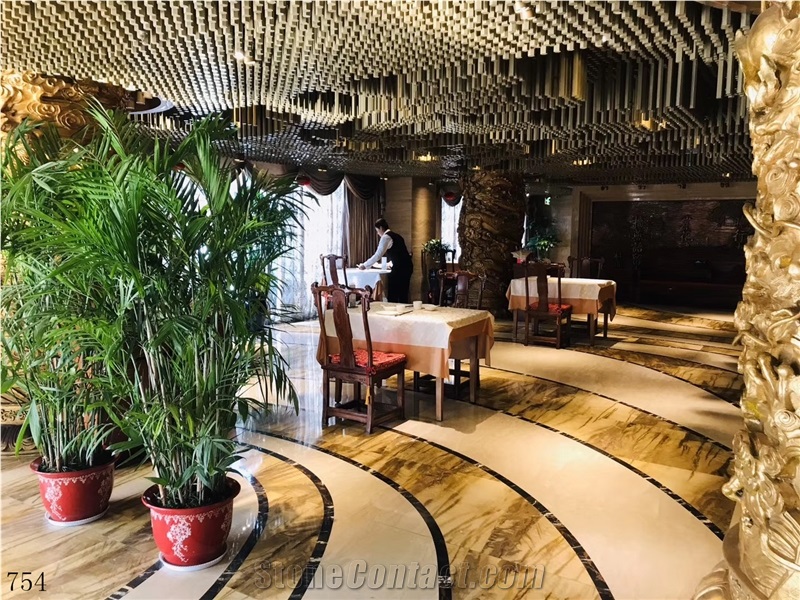 Champagne Gold Marble White Golden Top Floor Tiles