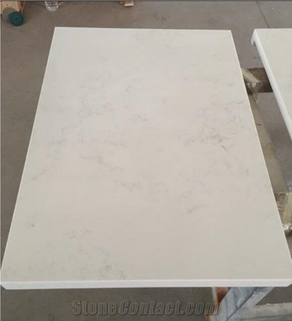 Artificial White Carrara Marble Look Quartz Slab