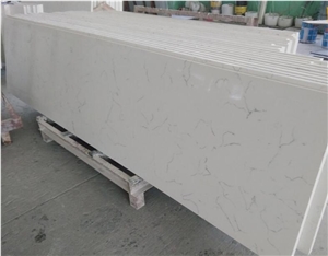 Artificial White Carrara Marble Look Quartz Slab