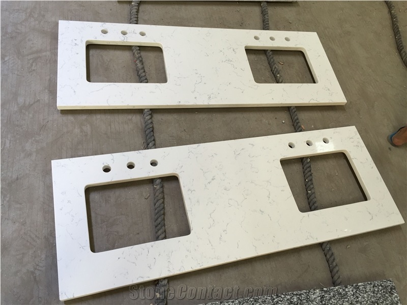 Artificial White Carrara Marble Look Quartz Slab