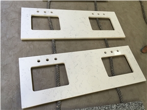 Artificial White Carrara Marble Look Quartz Slab