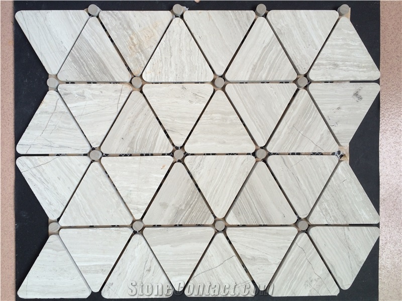 Different Pattens Of White Wood Marble Mosaic Tile