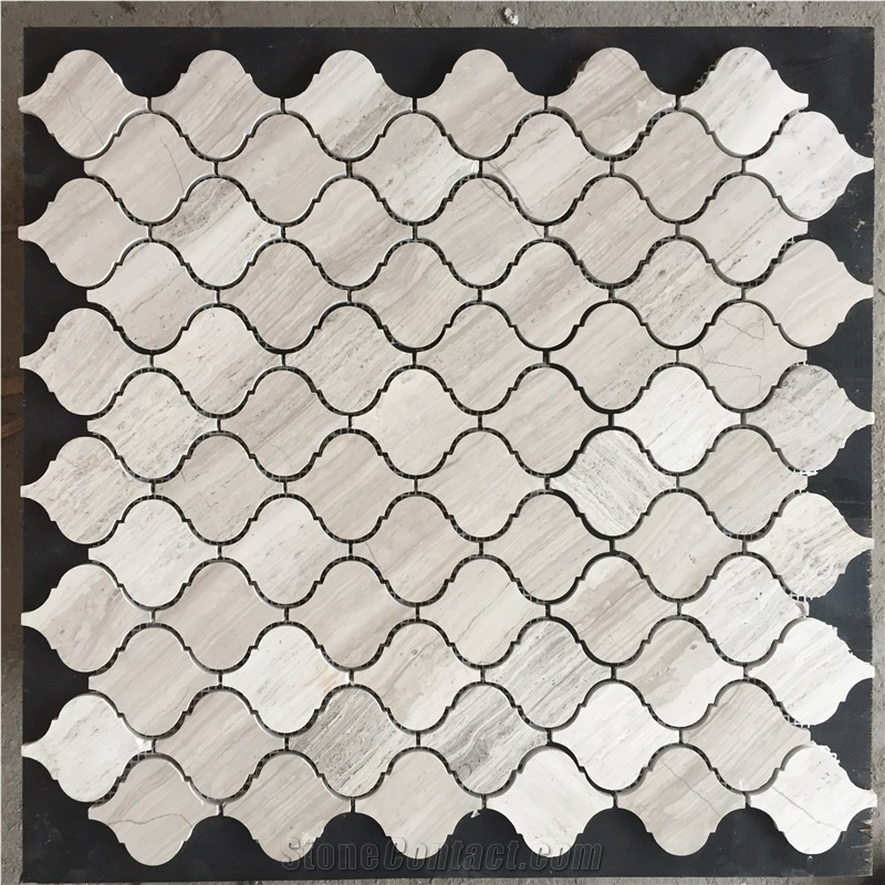 Different Pattens Of White Wood Marble Mosaic Tile
