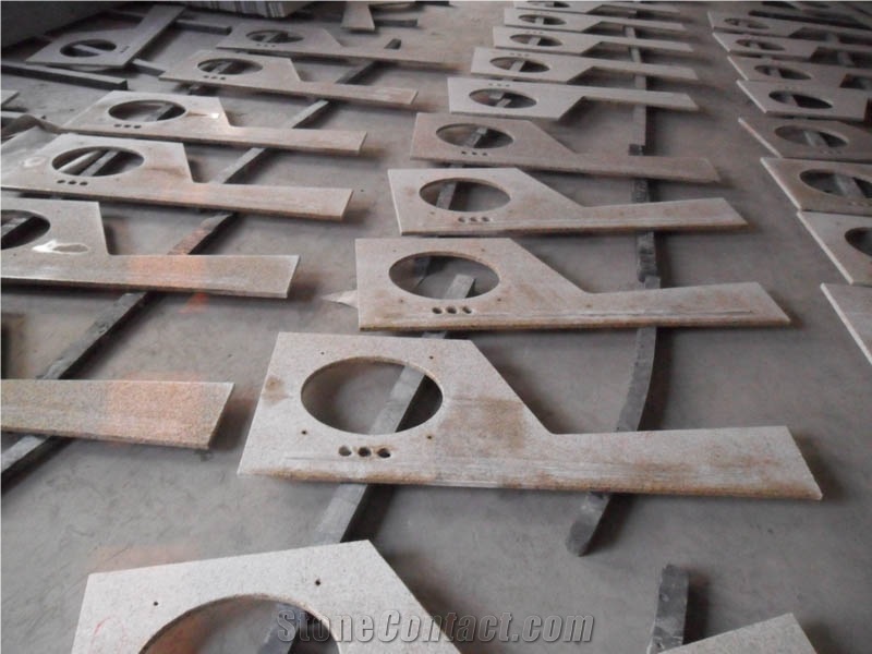 G682 Custom Prefab Yellow Granite Vanity Tops