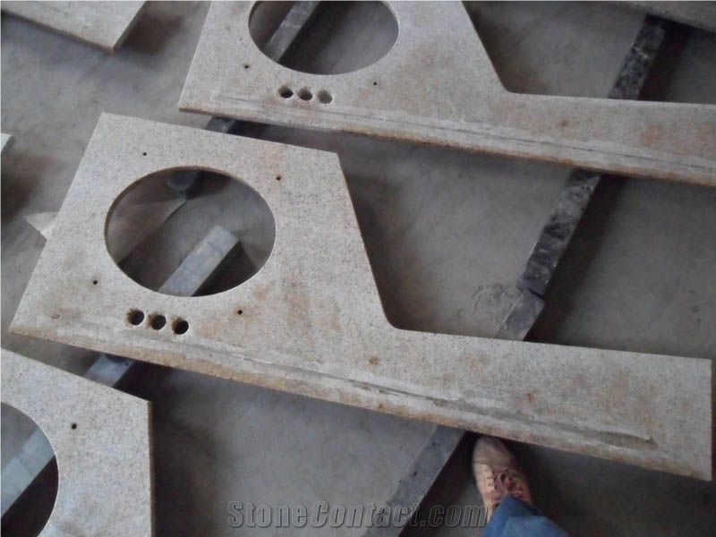 G682 Custom Prefab Yellow Granite Vanity Tops