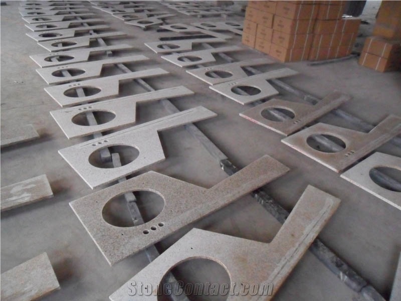 G682 Custom Prefab Yellow Granite Vanity Tops