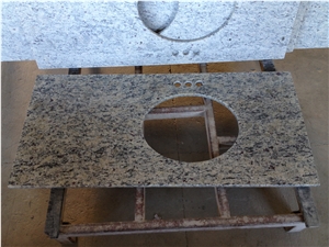 Giallo Santa Cecilia Granite Prefab Vanity Tops